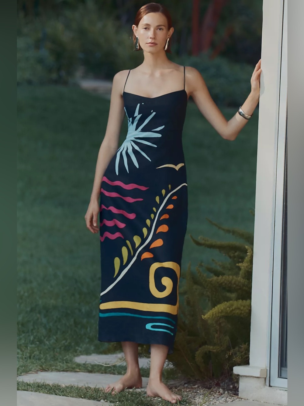 Cala de la Cruz Paloma linen dress in Malibu multi print